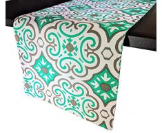 Crabtree Collection Luxus-Weihnachts-Tischdecke, Baumwolle, für Küche und Esszimmer 12x72 Tischläufer, klein, 30,5 x 72 cm, Grau / Aqua