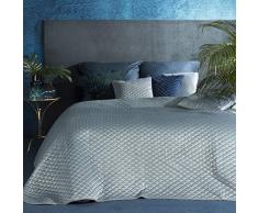 Eurofirany Bettüberwurf Velvet Samt Tagesdecke Pailletten Gesteppte Decke Überwurf Steppdecke Elegant Edel Glamour Schlafzimmer Wohnzimmer Gästezimmer Lounge, Blau, 200X220cm
