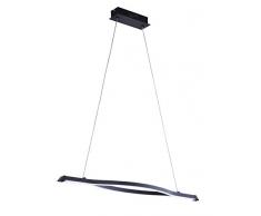 Trio Leuchten Remus 374810132 LED Pendelleuchte, Metall, 38 Watt, Schwarz Matt, Acryl weiß, Switch Dimmer