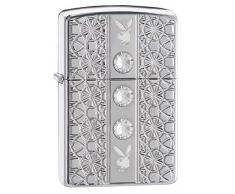 Zippo 60001618 Armor HIGH Polished Chrome DEEP Carved/Auto ENGRAVE/Crystal Attached Feuerzeug, Messing