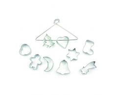 Zenker Weihnachtsausstecher PATISSERIE, Ausstechformen auf einem Drahtbügel, Ausstecher für Plätzchen, Kekse und Fondant (Farbe: Silber) Menge: 1 x 9 Stück