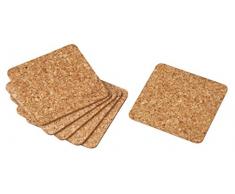 Fackelmann Raclette-/Glasuntersetzer, Tassenuntersetzer aus Naturkork, wasserabweisende Tischuntersetzer (Farbe: Braun), Menge: 6 Stück
