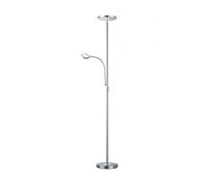 Reality Leuchten LED Stehleuchte, Metall, Integriert, 18 W, Nickel Matt, 31 x 31 x 182 cm