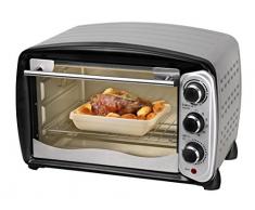 Team Kalorik Mini-Ofen mit Backblech, Grillrost, Drehspieß und Herausnehmhilfe (100-250°C), 26 l Innenraumvolumen, 1500 W, Silber, TKG OT 1012 CR S