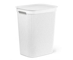 Rotho Brisen Wäschekorb mit Deckel 50 l, Kunststoff (PP), Weiß, 50 Liter (43 x 34 x 53 cm)