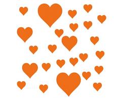 Kleb-drauf 25 Herzen-Aufkleber zur Dekoration von WÃ¤nden, Glasprodukten, Fliesen