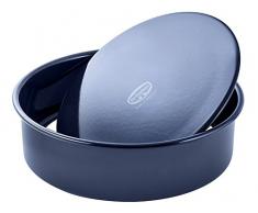 Dr. Oetker mit Hebeboden Ø 26 cm BACK-LIEBE EMAILLE, runde Backform mit schnitt- & kratzfester Emaille-Versiegelung, Kuchenform für köstliche Torten (Farbe: Blau), Menge: 1 Stück