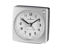 Dugena Funkwecker ohne Ticken, Leuchtzeigern und Snooze Silber/Weiß 4460941