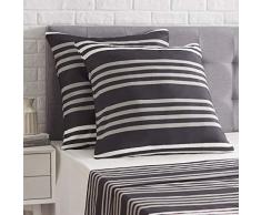 AmazonBasics - Kissenbezug, Satin - 80 x 80 cm x 2, Multi-Streifen