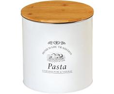 Kesper Pasta-Dose Landhaus groß, Metall, weiß/braun, 17.3 x 17.3 x 18 cm