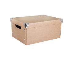 Rayher Hobby 67257000 Aufbewahrungsbox, mit Deckel, Pappmaché, natur, 32,5 x 25 x 16 cm, mit Metallecken und Haltegriffen, zusammenfaltbar, Ordnungshalter, Schachtel