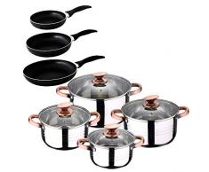 San Ignacio Pk1171 Set Kochtopfset mit 8 Premiumteilen und 3 Pfannen, verchromt