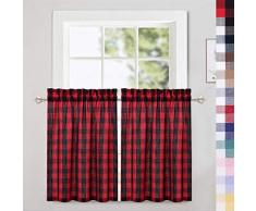 CAROMIO Gardinen mit Karomuster, Karomuster, Küchen-Ebene, Volant, Vorhänge, zum Raffen, Schatten, Fenster, Küche, Café, Badezimmer, Fenster, Mehrfarbig Country Rustic Tiers|30 L rot/schwarz