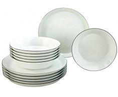 Creatable, 20583, Serie Trendy BLACK LINE, Geschirrset Tafelservice 12 teilig, Porzellan, Mehrfarbig