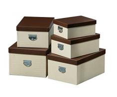 Premier Housewares Aufbewahrungsboxen, 25 x 50 x 35 cm, Kroko, 5 Stück, Creme