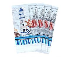 JJ Collection Geschirrtücher, saugfähig, 15 x 25 cm, Baumwolle, Polyester, 4 Stück Lighthouse