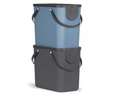 Rotho Albula Mülltrennungssystem für Küche / Set 2fach / Mülleimer 25L / Kunststoff blau anthrazit 2x 25 Liter