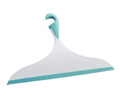 WENKO 22162100 Badezimmerwischer XXL Loano, Duschabzieher, Universalwischer für Bad und Dusche, 34 x 21 cm, weiß/hellblau