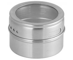 Fackelmann Magnetische Gewürzdose, Vorratsdose mit Streuöffnungen, Aufbewahrungsdose aus Edelstahl (Farbe: Silber/Transparent), Menge: 1 Stück