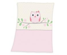 Herding Fynn Babydecke, Eulen Motiv, 75 x 100 cm, Microfaserflausch, Rosa