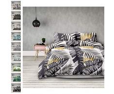 AmeliaHome Averi weiß Graphit 4tlg Bettwäsche, Baumwolle, Fern, 2 x 155x220 + 2 x 80x80