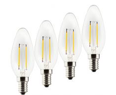 MÜLLER-LICHT Retro-LED Lampe, Kerzenform, ersetzt, Glas, E14, 2 W, Weiß, 2,5W, 4 Stück