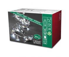 Konstsmide 3189-903 LED Dekolichterkette silberfarbene Kugeln / für Innen (IP20) / 24V Innentrafo / 20 kalt weiße Dioden / transparentes Kabel