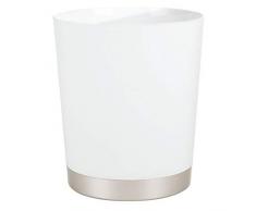 iDesign 15670EU Sedona Papierkorb Abfalleimer für Bad, Küche, Arbeitszimmer, 22,2 x 0,254 x 25,3 cm, satin weiß/nickel, Plastik