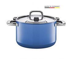 Silit Nature Blue Kochtopf hoch 24cm, Metalldeckel mit Dampföffnung, Fleischtopf 6,4l, Silargan Funktionskeramik, Topf Induktion, blau