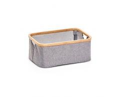 Zeller 14231 Aufbewahrungskorb, Polyester/Bamboo, Grau, ca. 38 x 26 x 16 cm