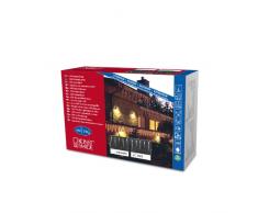 Konstsmide 2746-202 LED Eisregen Lichtervorhang mit 16 Zapfen / für Außen (IP44) / 24V Außentrafo / 24 kalt weiße Dioden / weißes Kabel