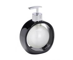 WENKO 21699100 Seifenspender Perl, Flüssigseifen-Spender, Spülmittel-Spender Fassungsvermögen: 0,19 l, Polyresin, 11,5 x 15,5 x 7,5 cm, schwarz