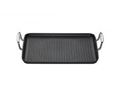 Le Creuset Aluminium-Antihaft Grillplatte, 35 x 25 cm, Mit Rillen, PFOA-frei, Für alle Herdarten inkl. Induktion geeignet, Anthrazit/Silber