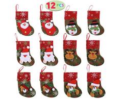 JOYIN 12 Stück Mini Weihnachtsstrumpf - 3D Nikolausstrumpf -Nikolausstiefel für Weihnachtsdekoration Geschenkbeutel Weihnachtsbaum