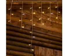 LED-Eiszapfen-Lichterkette 2,7 x 0,8 m, 66 Leds warm- und kaltweiß, Blitzlicht-Effekt (nicht ausschaltbar), erweiterbar, transparentes Kabel, Weihnachtsbeleuchtung, Weihnachtslichter Innen/Außen, Flashing