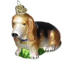 Old World Christmas Christbaumschmuck: Hunde-Kollektion, Glasornamente für Weihnachtsbaum Basset Hound 1.5 x 3 Glitzer Braun