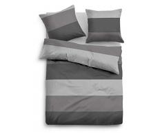 TOM TAILOR 0009936 Flanell Bettwäsche Garnitur mit Kopfkissenbezug (Baumwolle) 1x 155x220 cm + 1x 80x80 cm, hellgrau