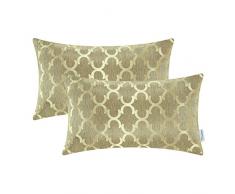 CaliTime Kissenbezüge Kissenhülle Packung mit 2 Kissenbezug Kissenbezüge Schalen für Heim-Sofa-Couch Modernes Glänzen & Matt Kontrast Quatrefoil Akzent Geometric 30cm x 50cm Gold