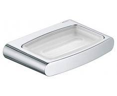 KEUCO Seifenschale aus Metall chrom glänzend, Kristall-Glas klar, für Badezimmer Dusche Küche, Wandmontage, Seifenablage, Seifenhalter, Elegance