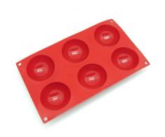 Freshware Silikonform für Seife, Kuchen, Brot, Cupcake, Käsekuchen, Cornbread, Muffin, Brownie und mehr Sphere 6-Cavity rot