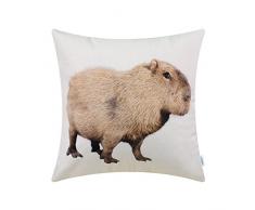 CaliTime Leinwand Dekokissen Hülle für Couch Sofa Dekoration Tiere Theme Druck 45 cm x 45 cm Capybara