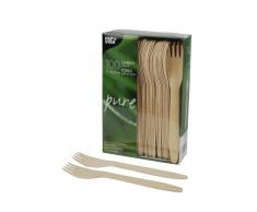 Papstar Holzgabeln / Einweggabeln pure (100 Stück) Länge 16.5 cm aus natürlich hellem Birkenholz für Grillfeste oder Geburtstage, stabiles Einweggeschirr, splitterfreie Verwendung, #18199
