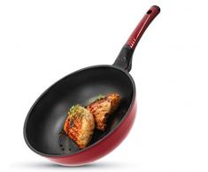 Oursson Wokpfanne I Antihaft Rot 26 cm I Pfanne für Induktionsherd und Gasherd I Profi Pfannen aus Aluguss I Perfekt für asiatische Gerichte I PW2600D/RD