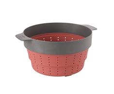 Berghoff 3950152 Dampfgarer und Sieb, faltbar, Silikon, Rosa/Grau