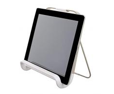 iDesign Tablet Halterung, moderner Kochbuchhalter aus Metall für die Arbeitsplatte, Tablet Ständer, mattsilberfarben/mattweiß