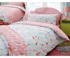 Kidz Club Bettwäsche-Set, Magische-Einhörner-Design, für Kinder-Einzelbett, Bettbezug und Kissenbezug, Blau