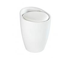 Wenko Badhocker Candy weiß matt, Hocker mit Stauraum für das Badezimmer und Wohnzimmer, integrierter Wäschesammler, ABS-Kunststoff, Fassungsvermögen 20 L, Ø 36 x 50,5 cm