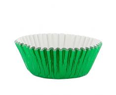 PME BC757 Metallisch-grüne Backförmchen für Cupcakes, Standardgröße, Packung mit 30 Stück, Kunststoff, Green, 7 x 7 x 3.8 cm, Einheiten
