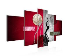 Runa Art Bilder Abstrakt Figuren Wandbild 200 x 100 cm Vlies - Leinwand Bild XXL Format Wandbilder Wohnzimmer Wohnung Deko Kunstdrucke Pink 5 Teilig - Made IN Germany - Fertig zum Aufhängen 301151c