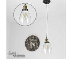 Glas Hängeleuchte Vintage Retro Pendelleuchte Blackburn E27 bis 40W 230V Loft Edison Hängelampe für Innen Pendellampe Decke Beleuchtung Wohnzimmer Esszimmer Küche